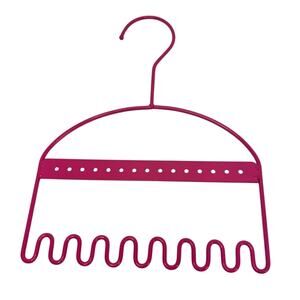 Hanging Pink Metal Jewelry Rack With Necklace Hooks & Earring Spaces